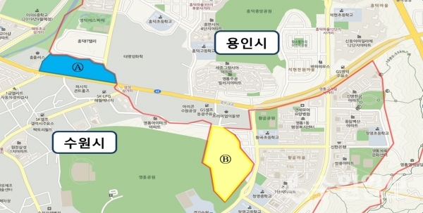 맞교환되는 수원시와 용인시 행정구역.(사진=수원시)