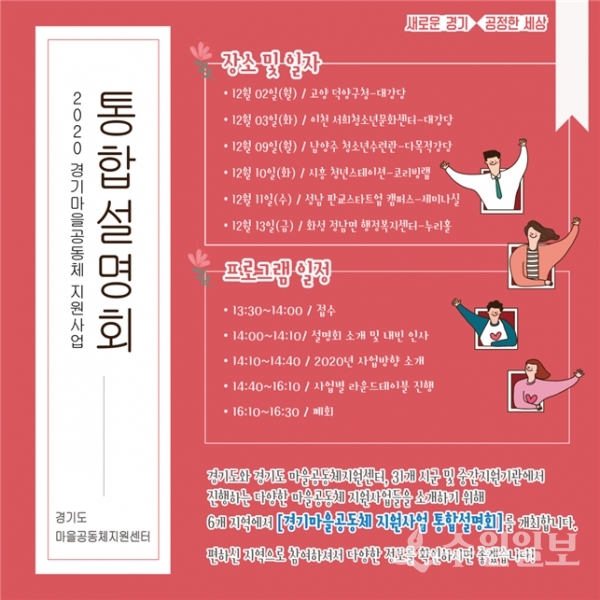 ‘2020년 경기마을공동체지원사업 통합설명회’ 홍보 포스터.(사진=경기도)