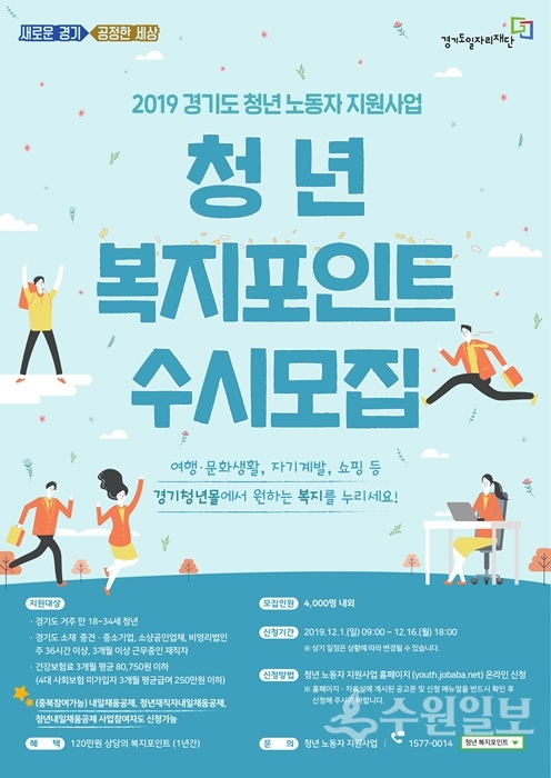 경기도의 청년 복지포인트 모집 홍보 포스터.(사진=경기도)