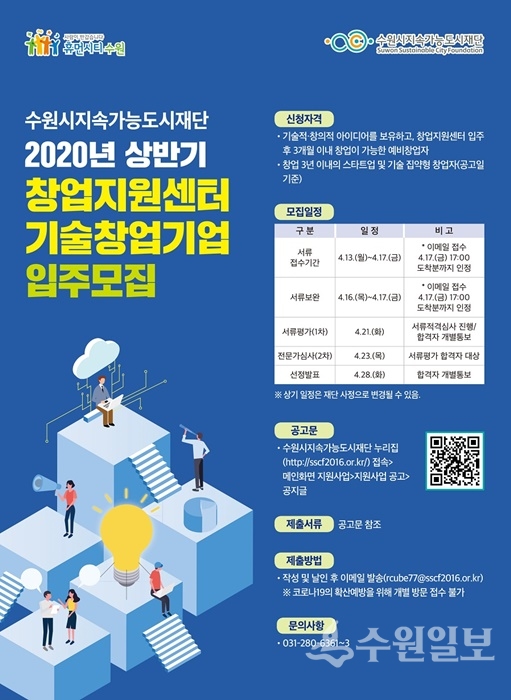 기술창업 입주기업 모집공고 포스터.(사진=수원시지속가능도시재단)