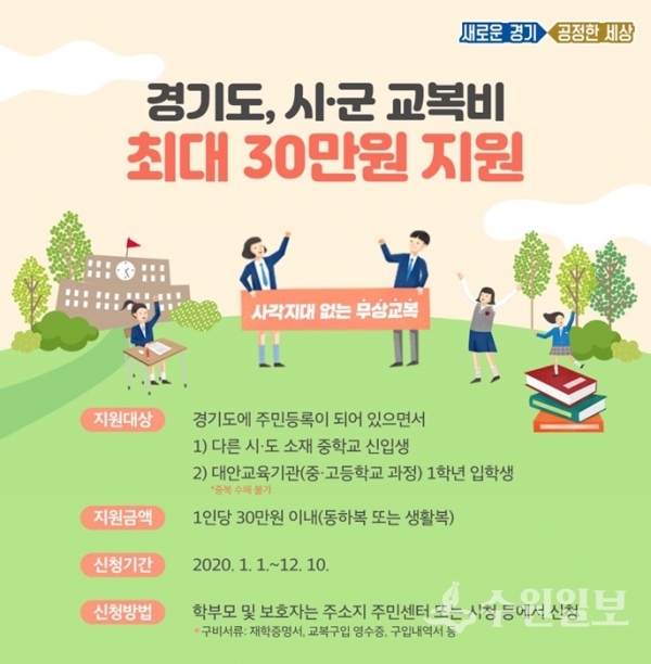 경기도 교복비 무상지원 사업 홍보 포스터.(사진=경기도)
