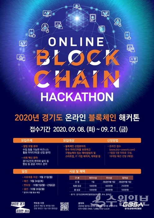 2020 경기도 온라인 블록체인 해커톤대회 포스터.(사진=경과원)