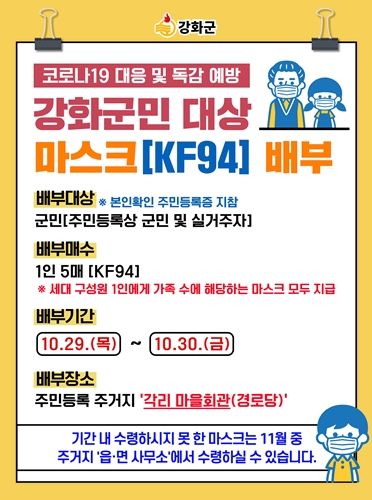 강화군 마스크 배부 홍보물.