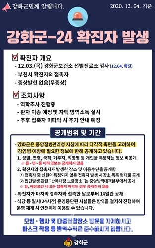 강화군 코로나19 24번 확진자 안내문.