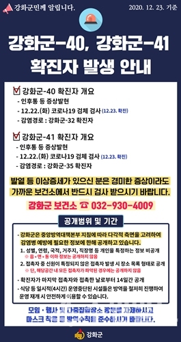 강화군 40, 41번 확진자 정보.