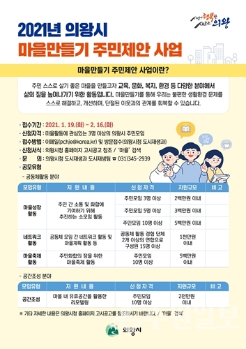 의왕시 마을만들기 주민제안사업 홍보문.