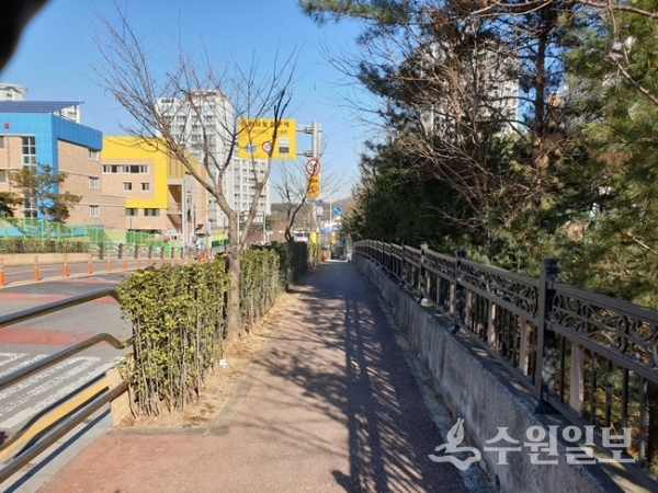 공사를 진행할 흥덕중학교 인도 모습.(사진=용인시)