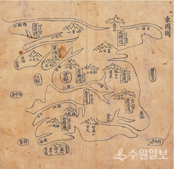 동국도(東國圖) 여지도(輿地圖)에 수록. 1822년 34.5×30.6cm. (사진=고려대 도서관 소장)