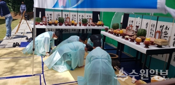 강화군이 4일 사적 227호 광성보에서 ‘제150주기 광성제’를 봉행하고 있다. (사진=강화군)