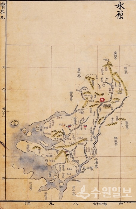 해동여지도에 수록된 1760년대 수원부지도. (자료=수원시)