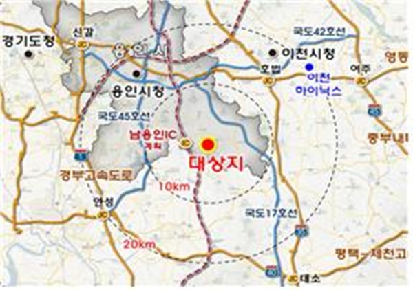 용인시 원삼면 토지거래허가구역 지도.
