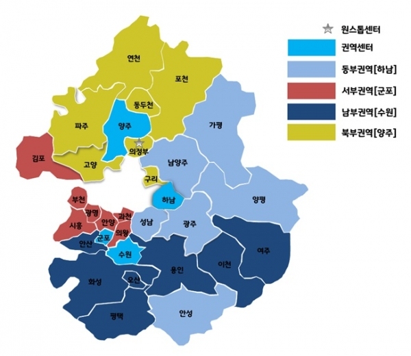 서민금융복지지원센터 권역별 지도.(사진=경기도)
