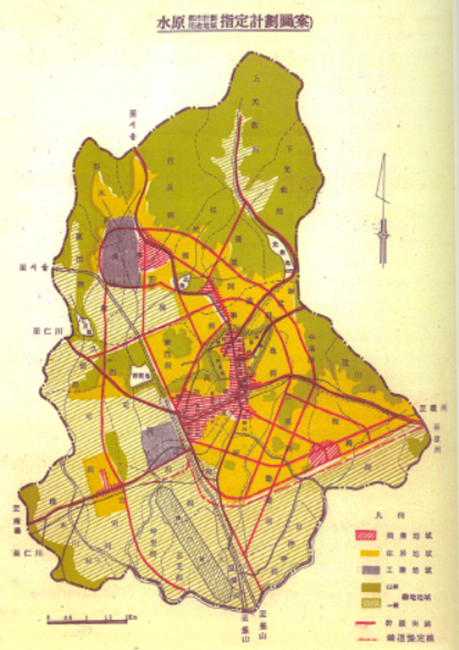 1965년 '수원도시계획 용도지역 지정계획도(안)'. (자료=수원시)