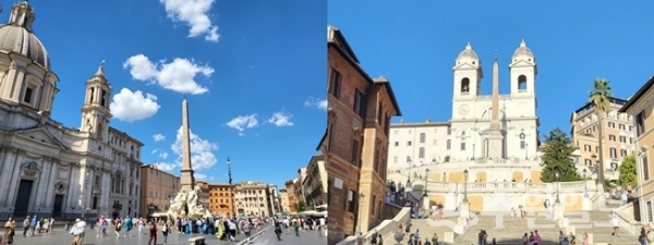 로마 나보나광장(왼쪽)과 스페인광장 계단.(사진=수원일보)