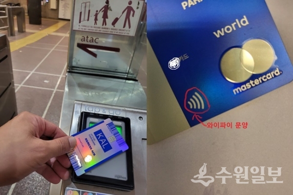 3. 로마 지하철은 '와이파이 문양'(오른쪽)이 있는 한국 신용카드로 이용할 수 있다.(사진=수원일보)