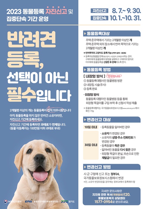 동물등록 자진신고 포스터.(사진=경기도)