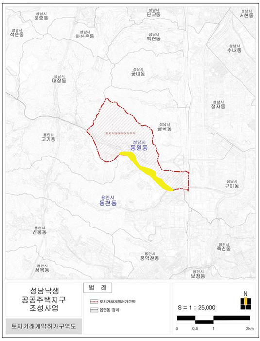 토지거래허가구역이 해제된 수지구 동천동 지도.(사진=용인시)