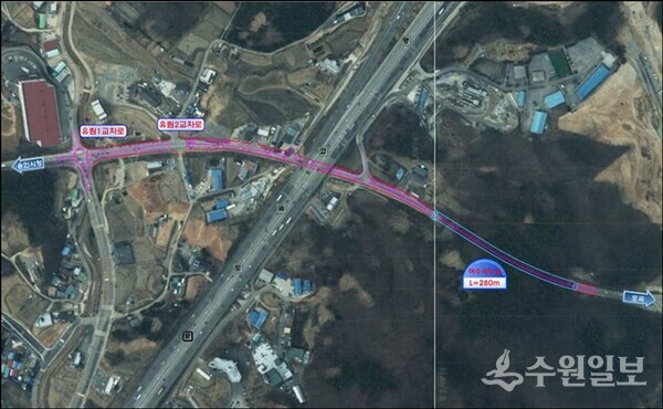 용인시가 1개 차로를 추가하게 될 처인구 여수곡터널~유림1교 구간. (자료=용인시)