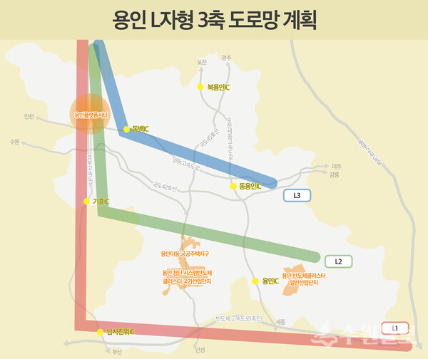 용인L자형 3축 도로망 계획.