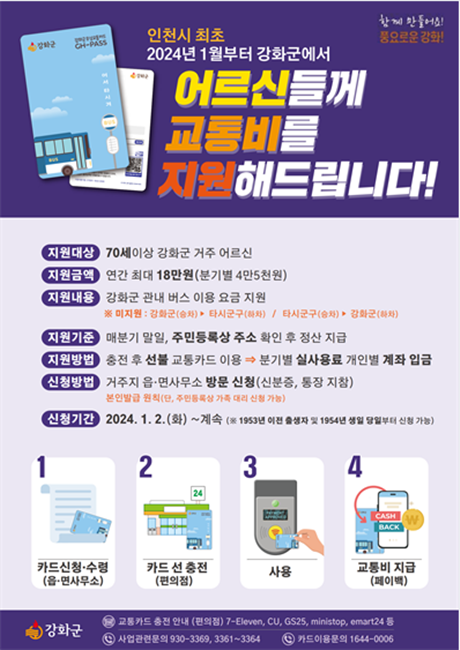 강화군 '어르신 교통비 지원' 홍보물.