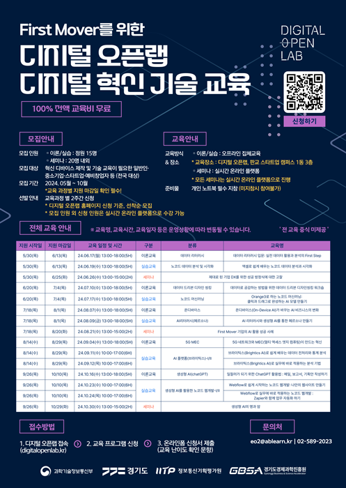 '디지털 오픈랩 디지털혁신 기술교육' 홍보물.