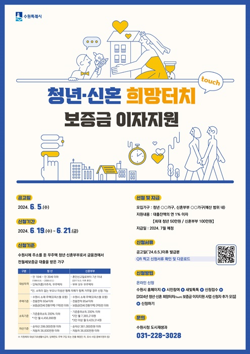 청년·신혼 희망터치(Touch) 보증금 이자지원 홍보물.