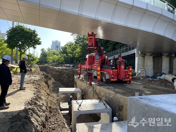 수원시 장안구 영화동 일원에서 진행되고 있는 침수해소사업. (사진=수원시)