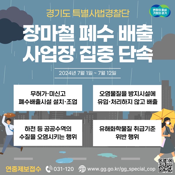 장마철폐수배출 불법행위 단속 그래픽 자료.