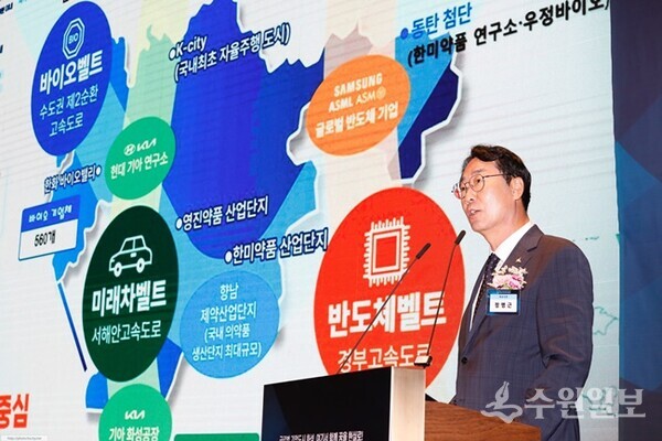 지난 6월 5일 국내투자유치 설명회에서 정명근 화성시장이 인사말을 하고 있다. (사진=화성시)