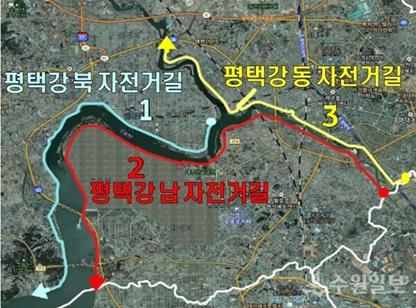 평택강 도로 지도.