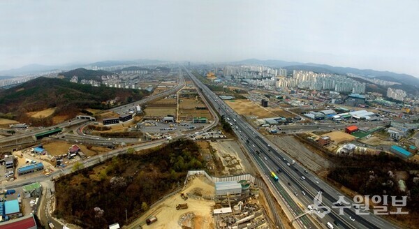 경부고속도로와 용인플랫폼시티 개발예정지 전경. (사진=용인시)