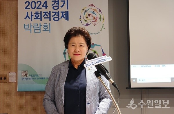 남경순 의원이 ‘2024 경기 사회적경제 박람회’에 참석, 인사말을 하고 있다. (사진=경기도의회) 