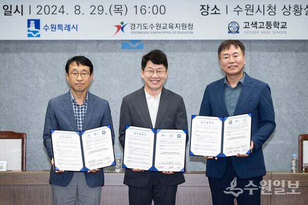 협약식 후 기념촬영을 하고 있다. (사진=수원시)