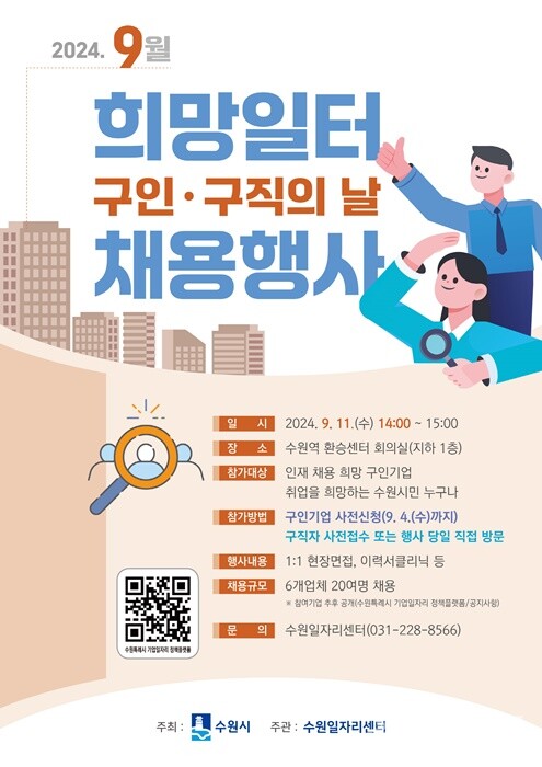 수원시 '9월 희망일터 구인·구직의 날’ 홍보 포스터.