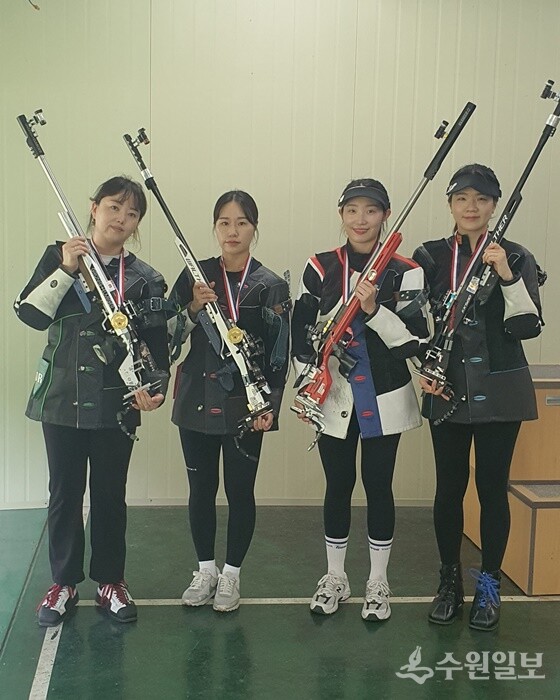 경찰청장기사격대회 50M 단체전에서 우승을 차지한 화성시팀. (사진=화성시)