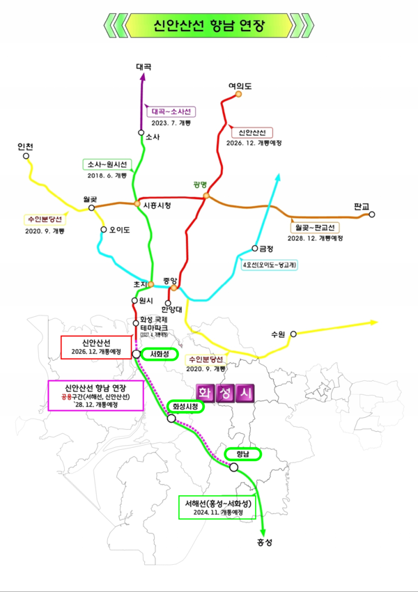 신안산선 향남 연장도.