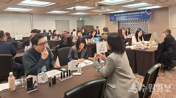 지난 10월 6일 일본 오사카 플라자호텔에서 열린 수출상담회에서 관내 중소기업 관계자들이 일본 기업 바이어들과 상담을 하고 있다. (사진=용인시)