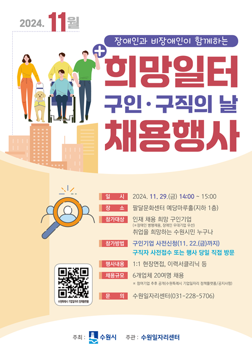수원시, 11월 ‘희망일터 구인·구직의 날’ 홍보포스터.