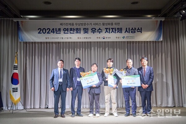 우수상을 수상한 관계자들이 기념 촬영하고 있다.(사진=평택시)