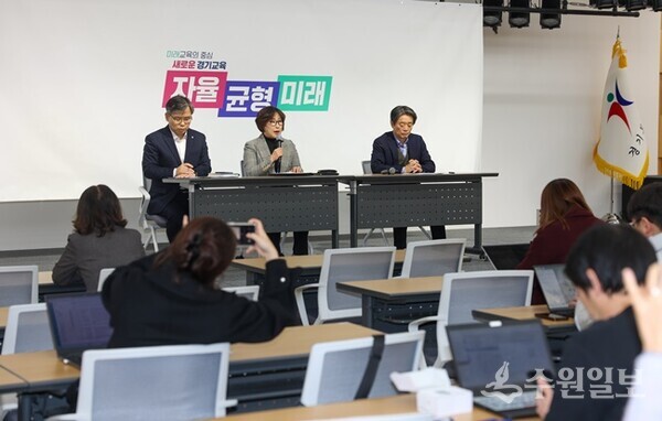 경기도교육청 관계자가 경기 과학고 1단계 에비 지정 결과를 발표하고 있다.(사진=경기도교육청)