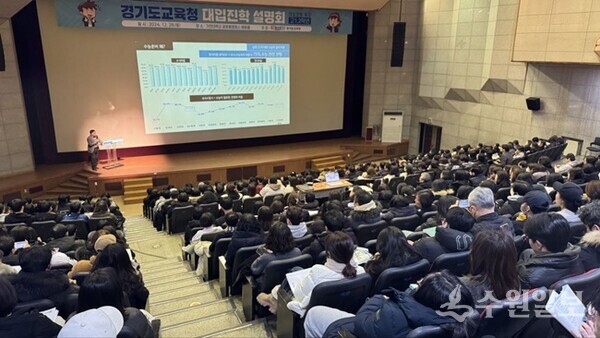 학부모와 학생들이 경청하고 있는 대입진학설명회 현장  (사진=경기도교육청)