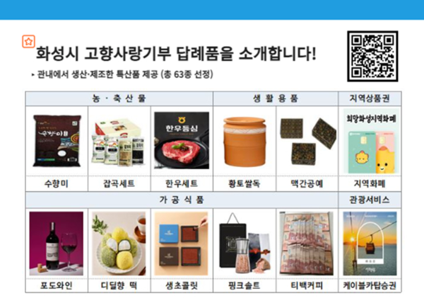 화성시 고향사랑기부 답례품.