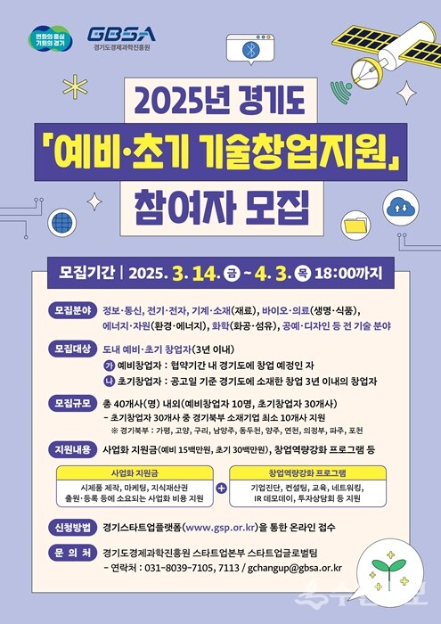 경과원 '2025년 경기도 예비초기 기술창업지원 참여자 모집' 포스터.