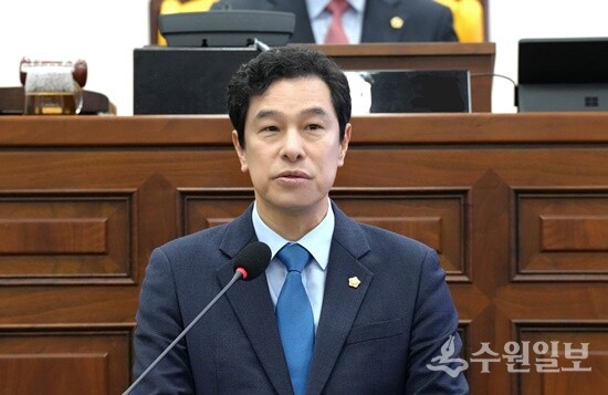 강성삼 하남시의원이 5분 자유발언을 하고 있다. (사진=하남시의회)
