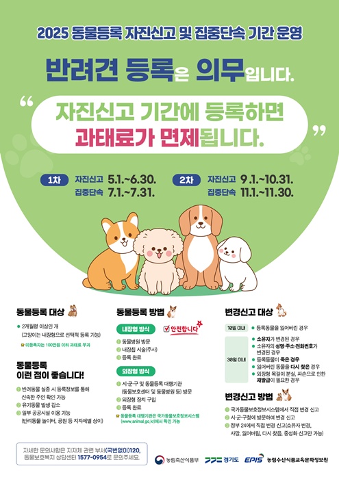 수원시, 반려동물 등록 자진신고 홍보물.
