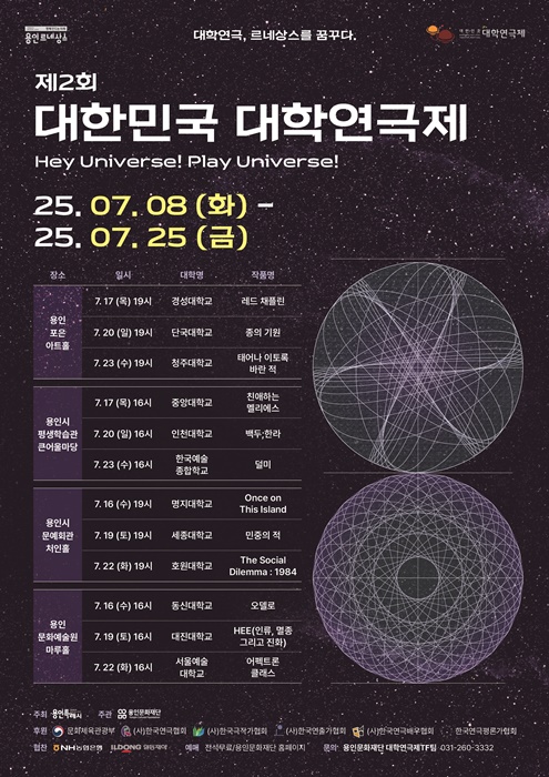 용인특례시 주최 '제2회 대한민국 대학연극제' 안내 포스터.