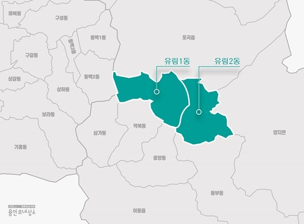 유림동 분동 후 유림1동과 유림2동.