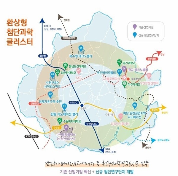 수원시 환상형 첨단과학 클러스터 지도. (자료=수원도시공사)