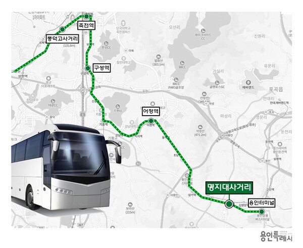 용인특례시 공항버스 8282번 노선도.