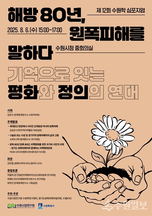 제12회 수원학 심포지엄 ‘해방 80년, 원폭피해를 말하다’ 포스터.